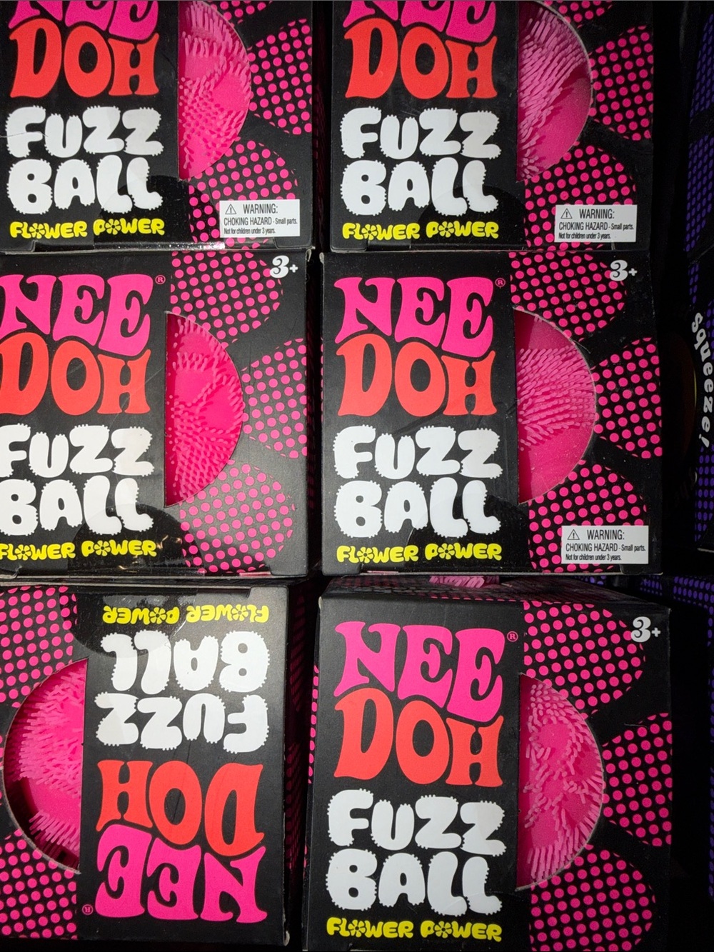 AUTHENTIC Fuzz Ball Flower Power Stress Toy - Pink